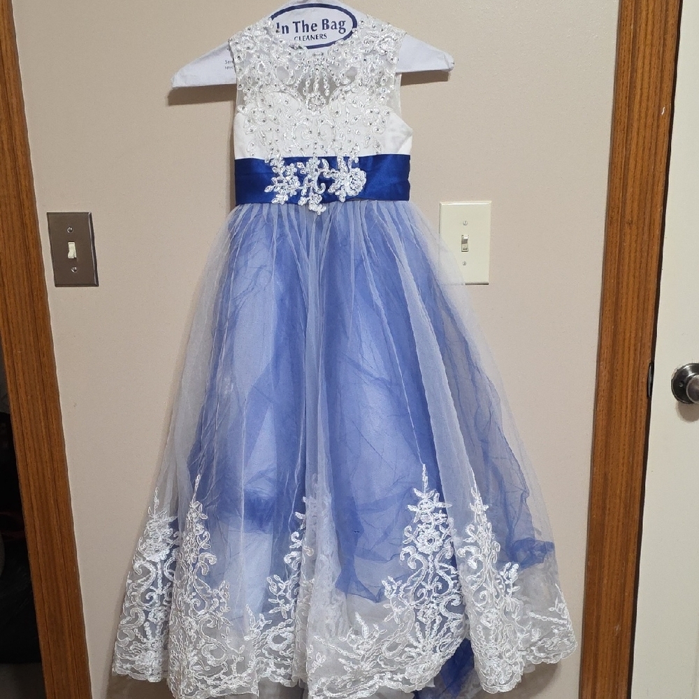 Elegant Blue and White Kids Dress